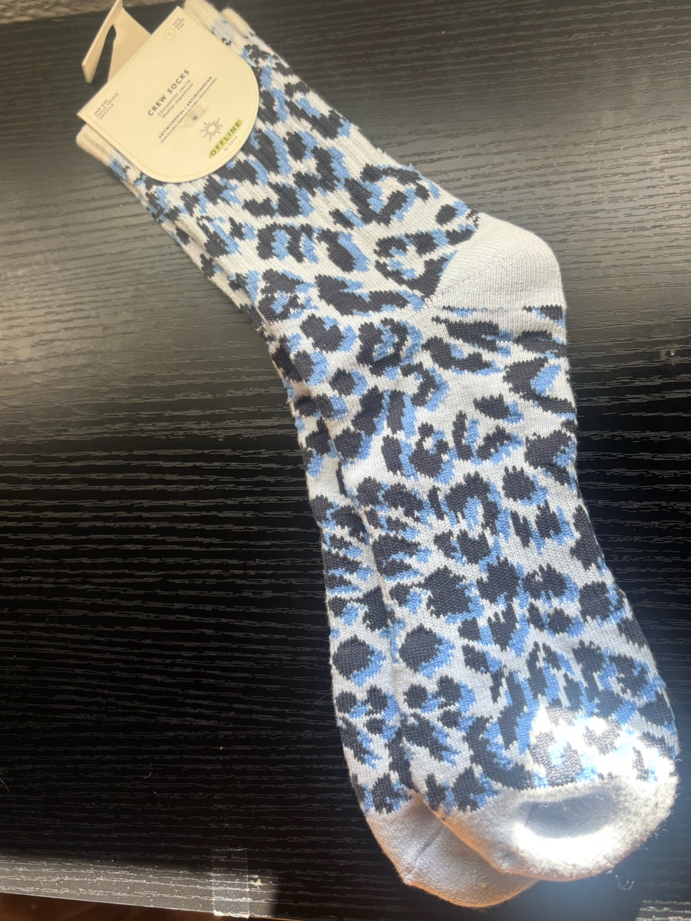 Offline by Aerie Blue Leopard Print Crew Socks